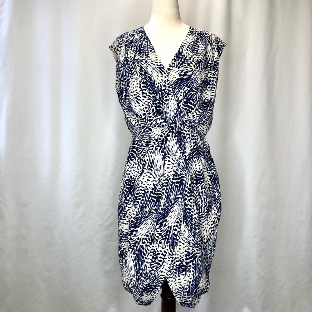 Express sleeveless faux wrap dress tulip hem abstract pattern S